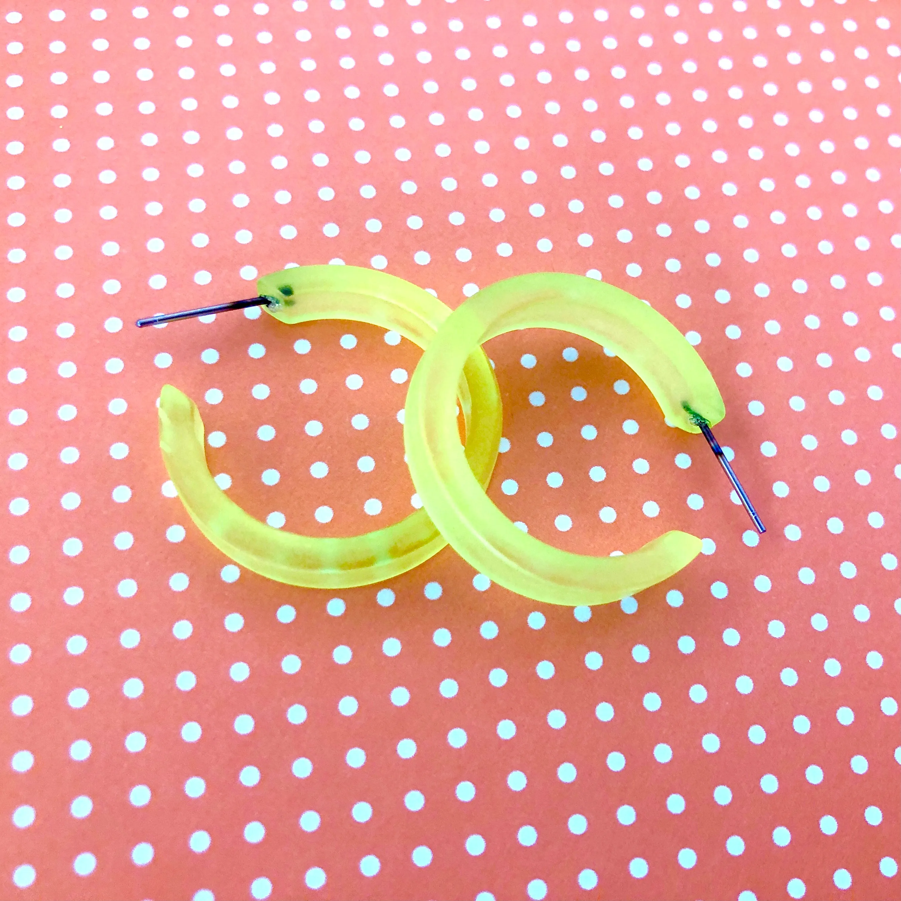 Neon Yellow Frosted Small Classic Hoop Earrings