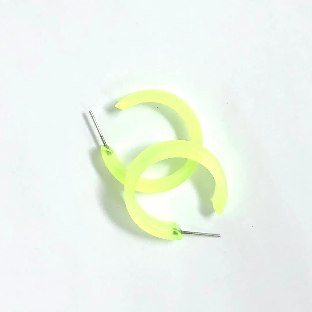 Neon Yellow Frosted Small Classic Hoop Earrings