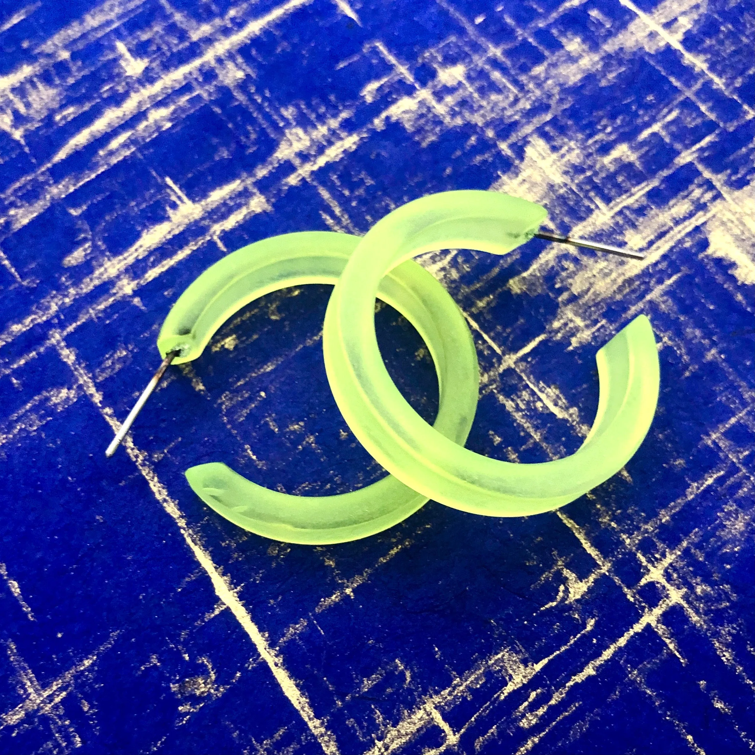 Neon Yellow Frosted Small Classic Hoop Earrings