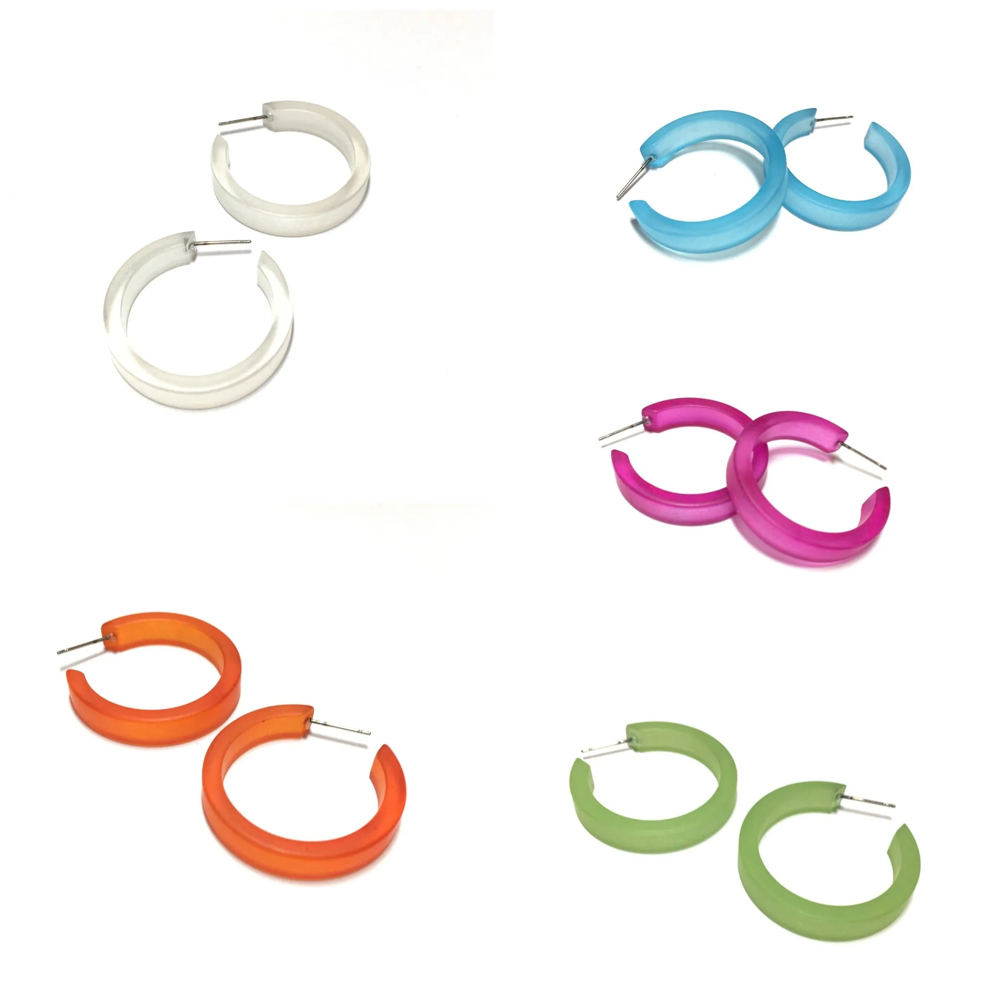 Neon Yellow Frosted Small Classic Hoop Earrings