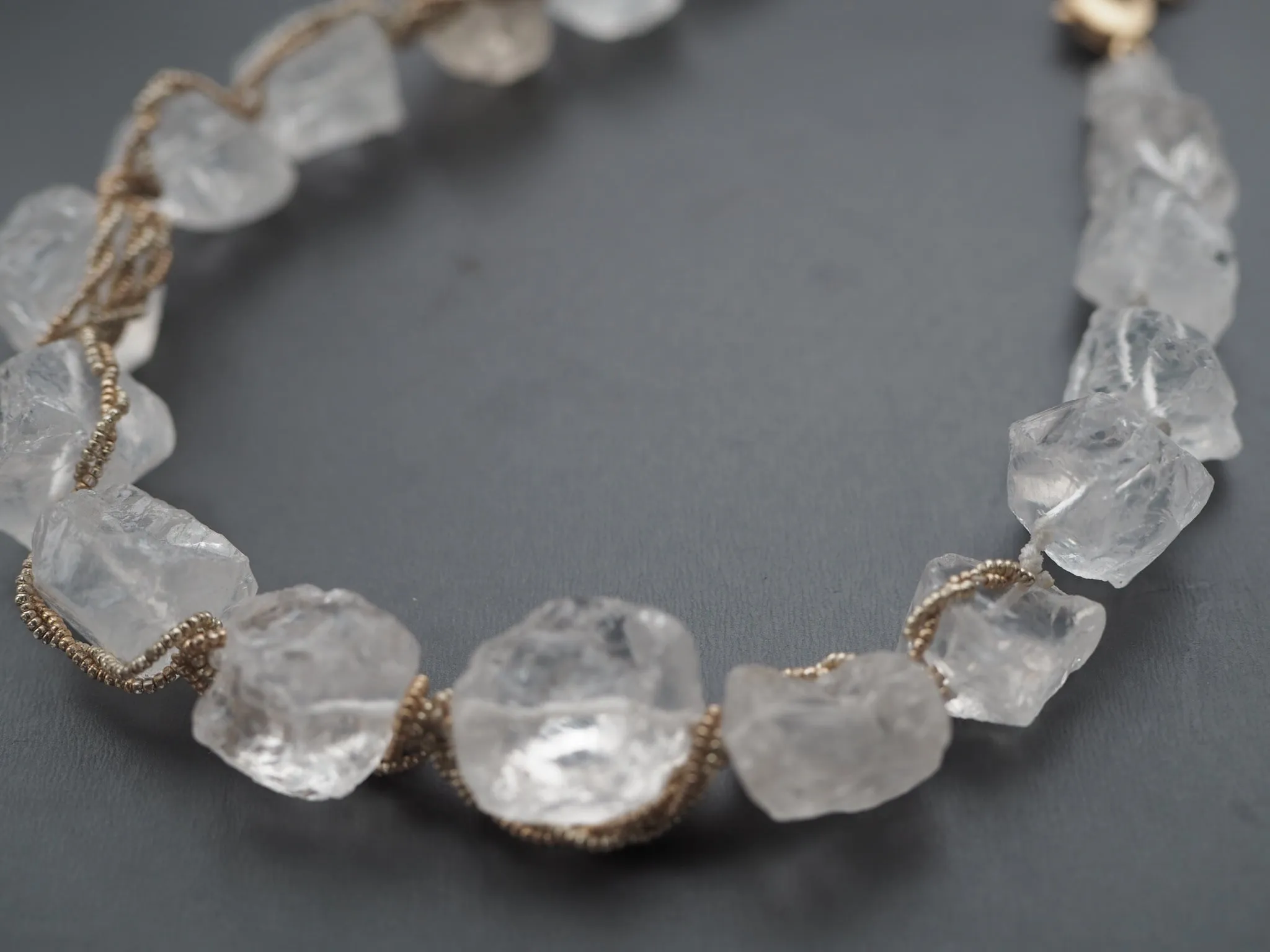 Raw clear quartz crystal wrapped necklace