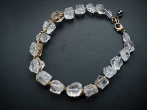 Raw clear quartz crystal wrapped necklace