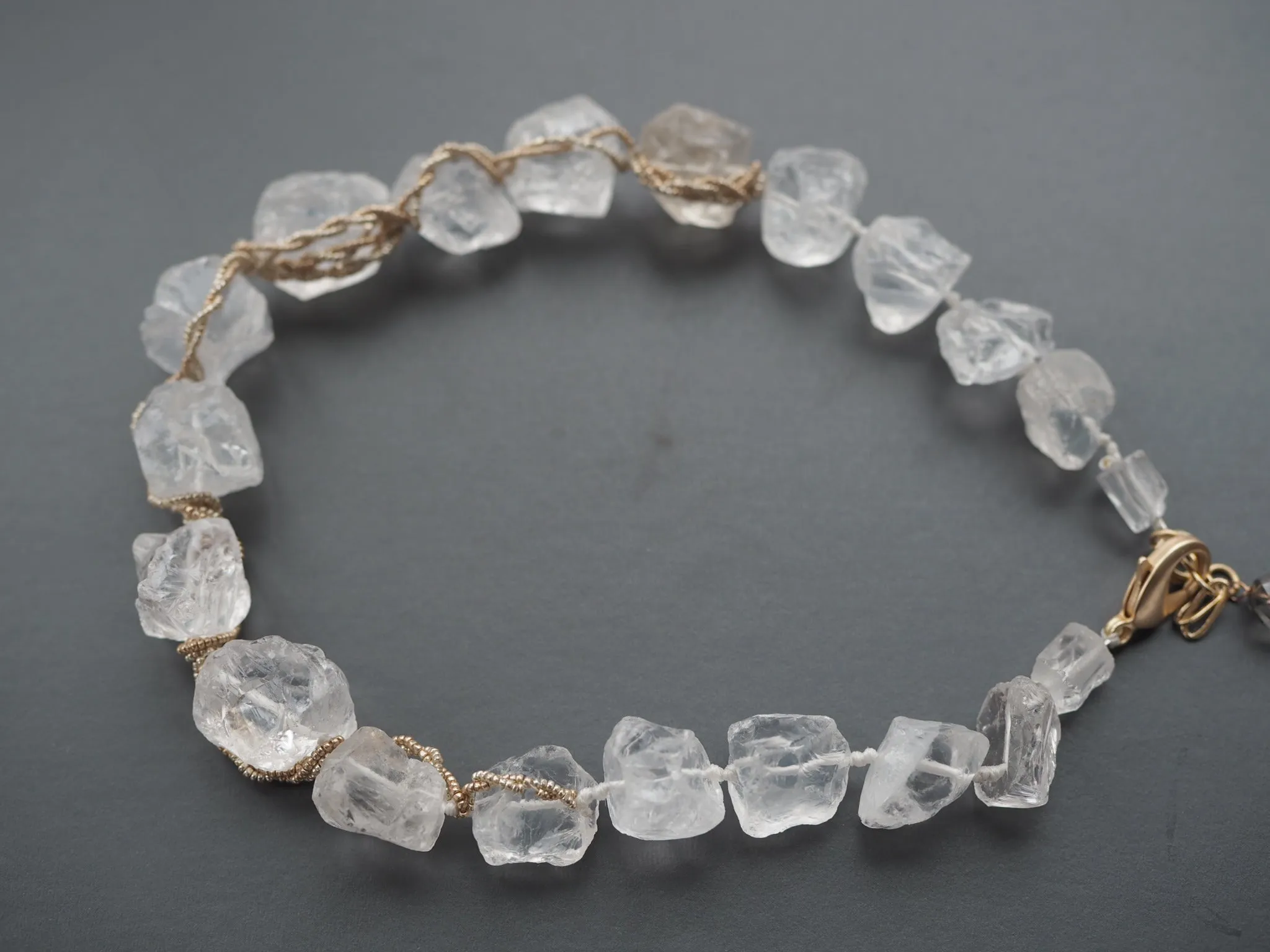 Raw clear quartz crystal wrapped necklace