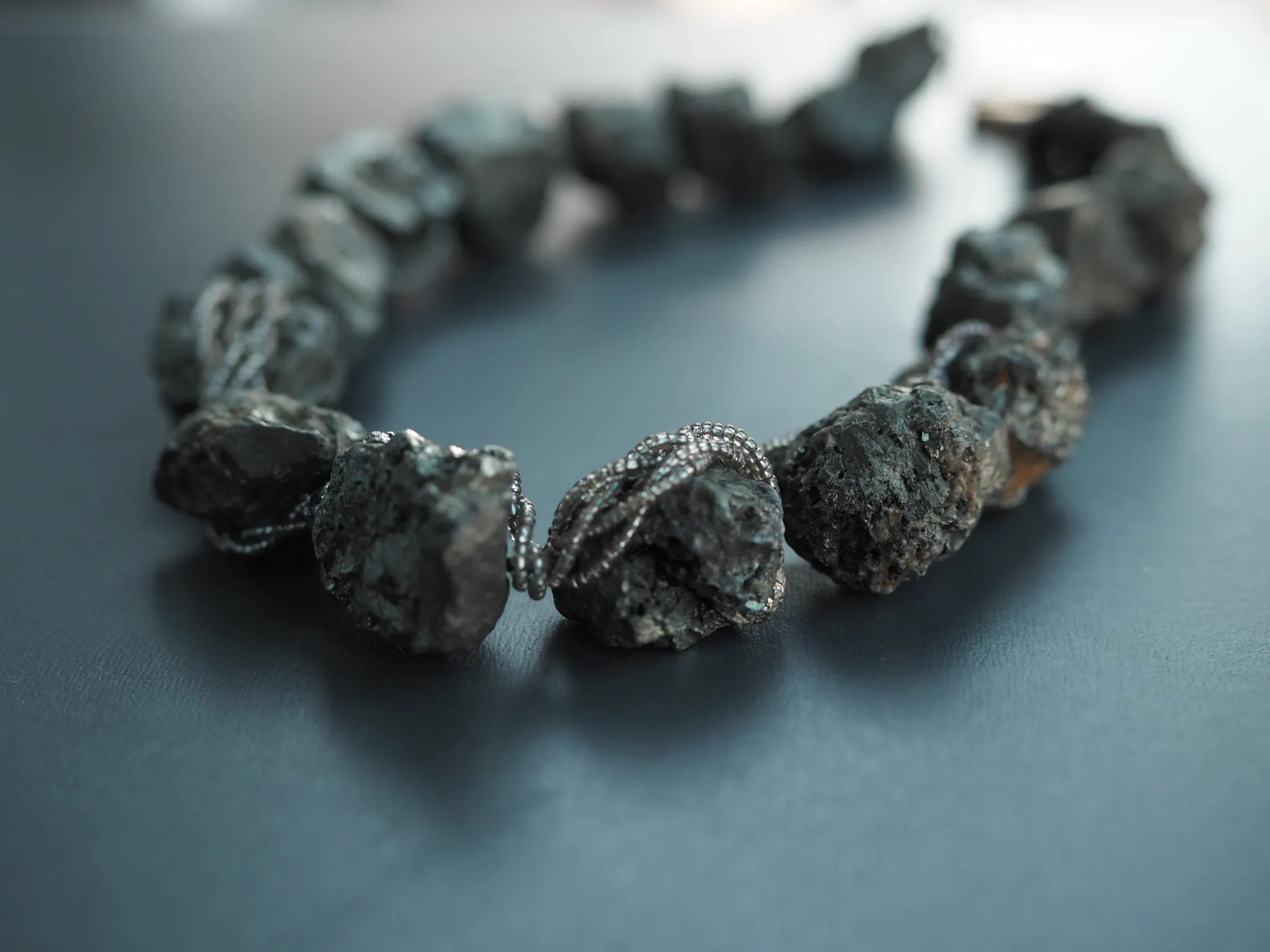 Raw pyrite crystal wrapped necklace