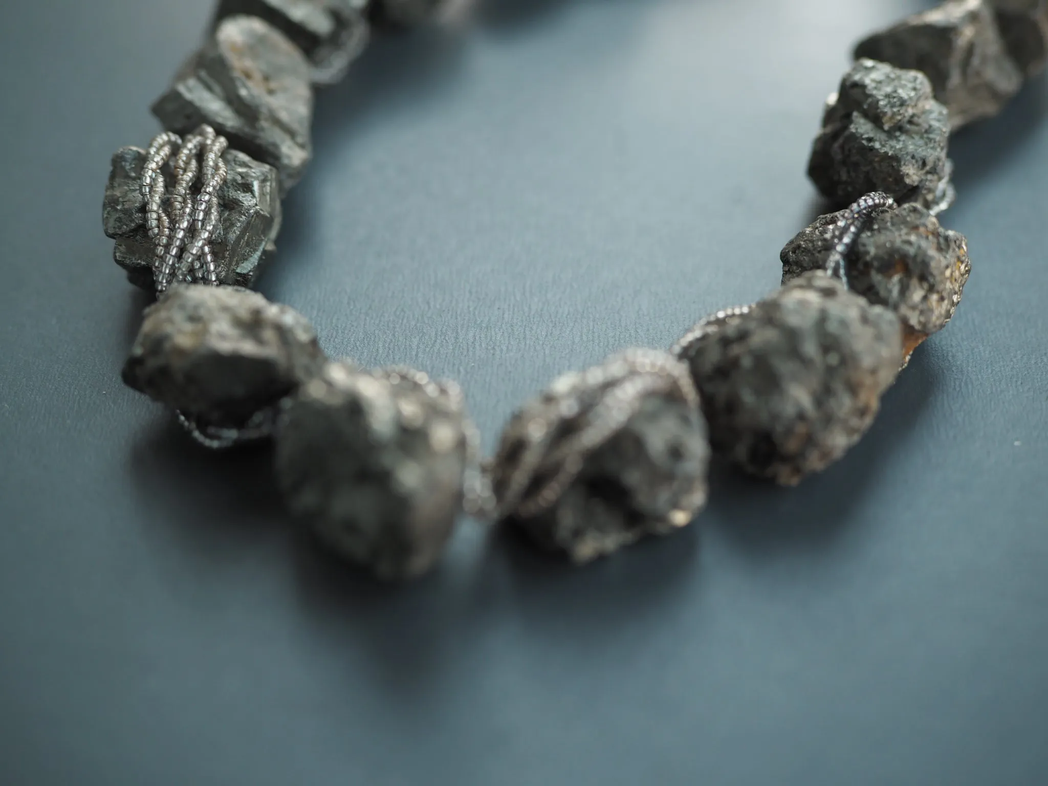 Raw pyrite crystal wrapped necklace