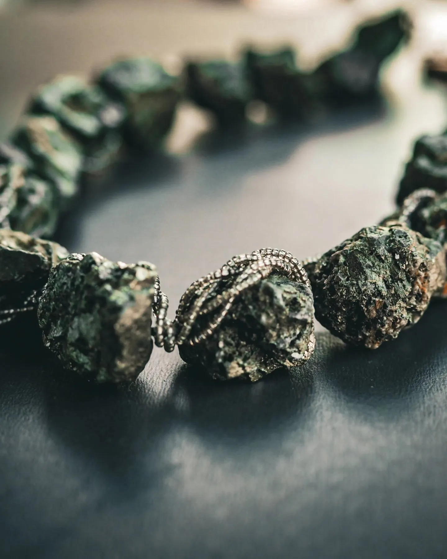 Raw pyrite crystal wrapped necklace