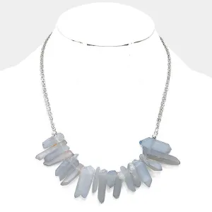 Raw quartz cluster necklace