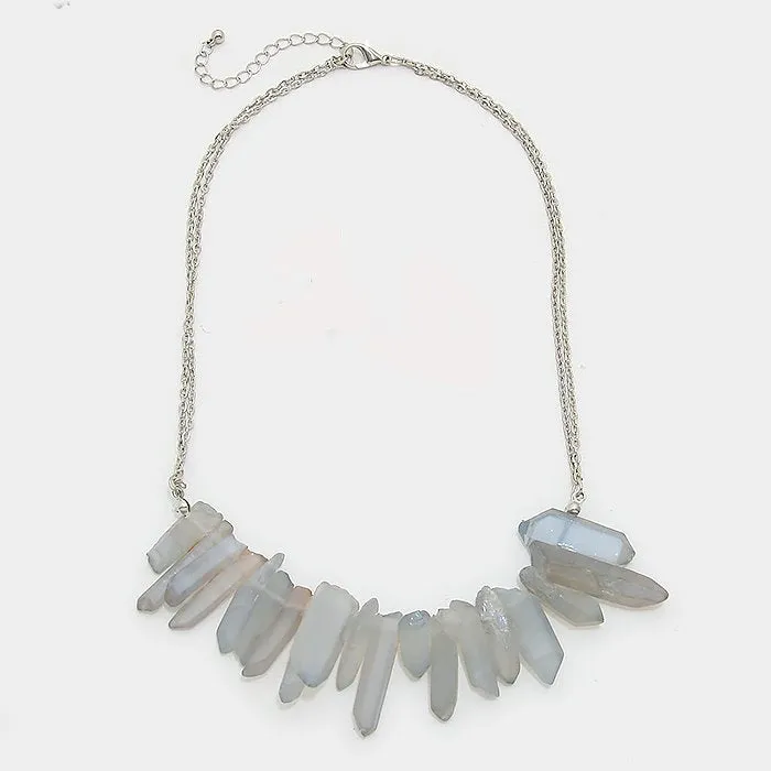 Raw quartz cluster necklace