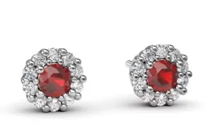 Ruby & Diamond Halo Earrings