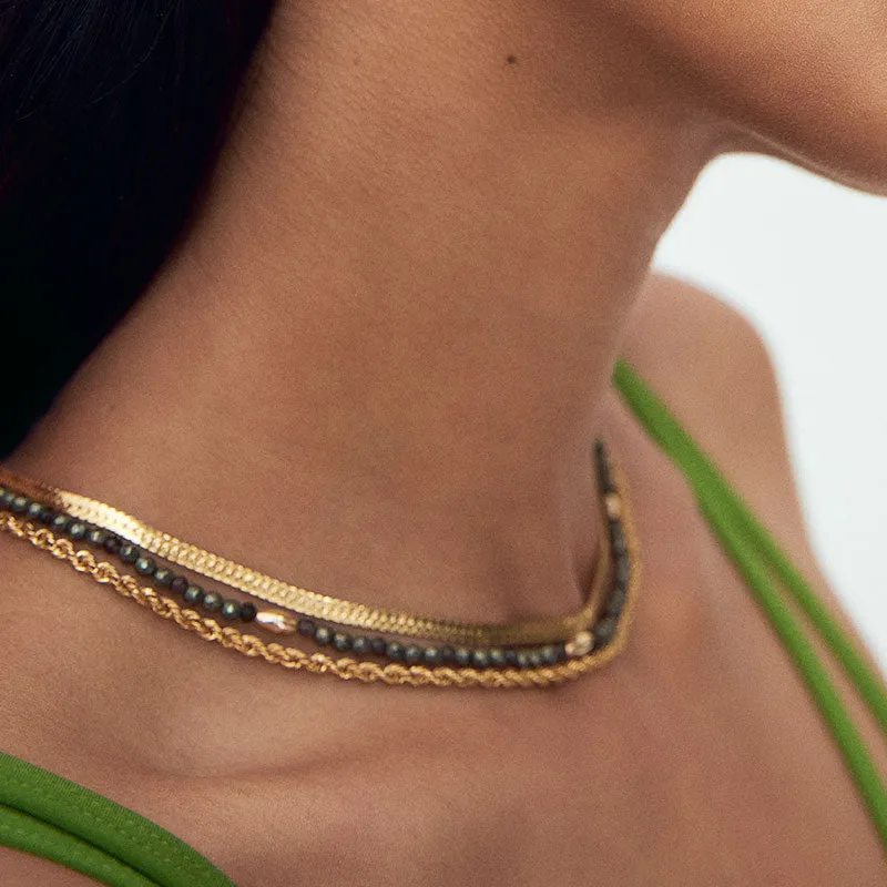 Seed Necklace, Pyrite, Gold