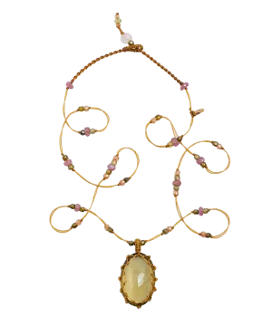 Short Tibetan Necklace - Olive Quartz