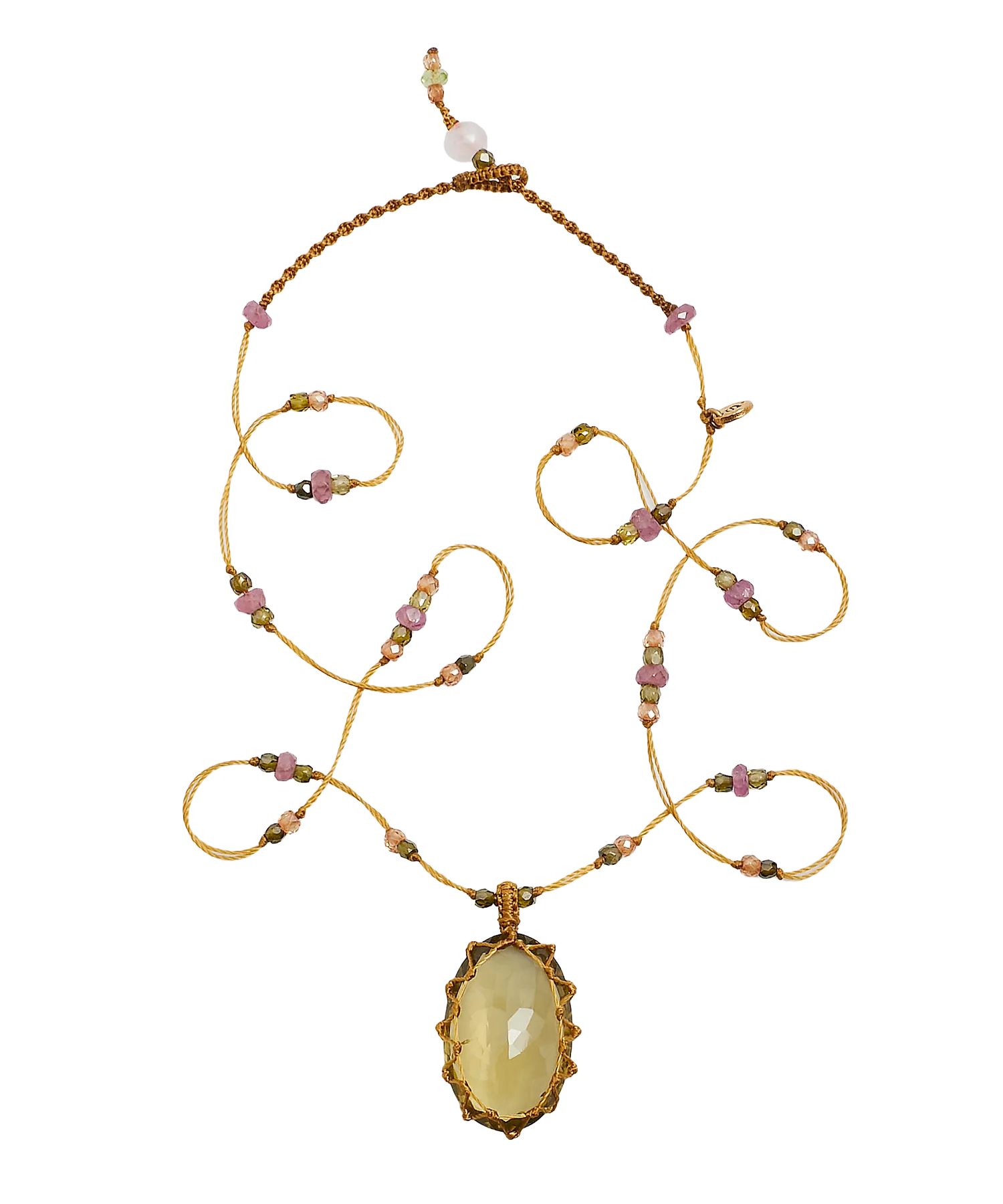 Short Tibetan Necklace - Olive Quartz