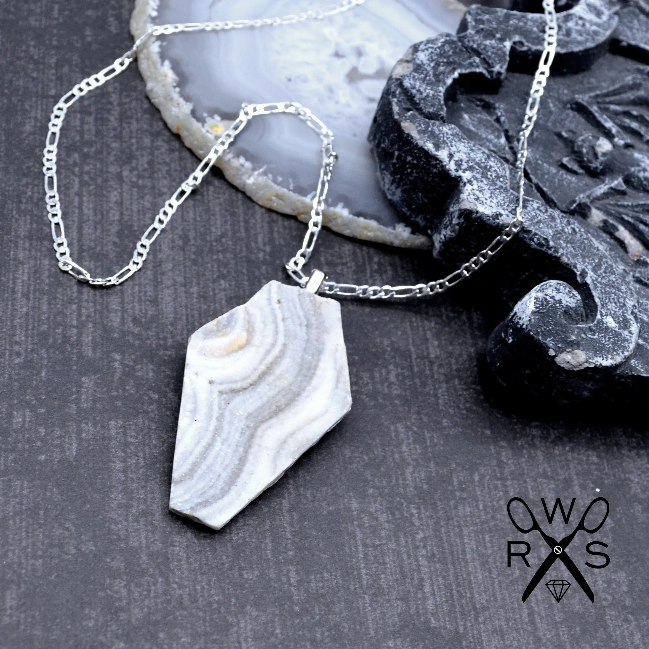 Silver Sands Coffin Necklace 925  Sterling Silver