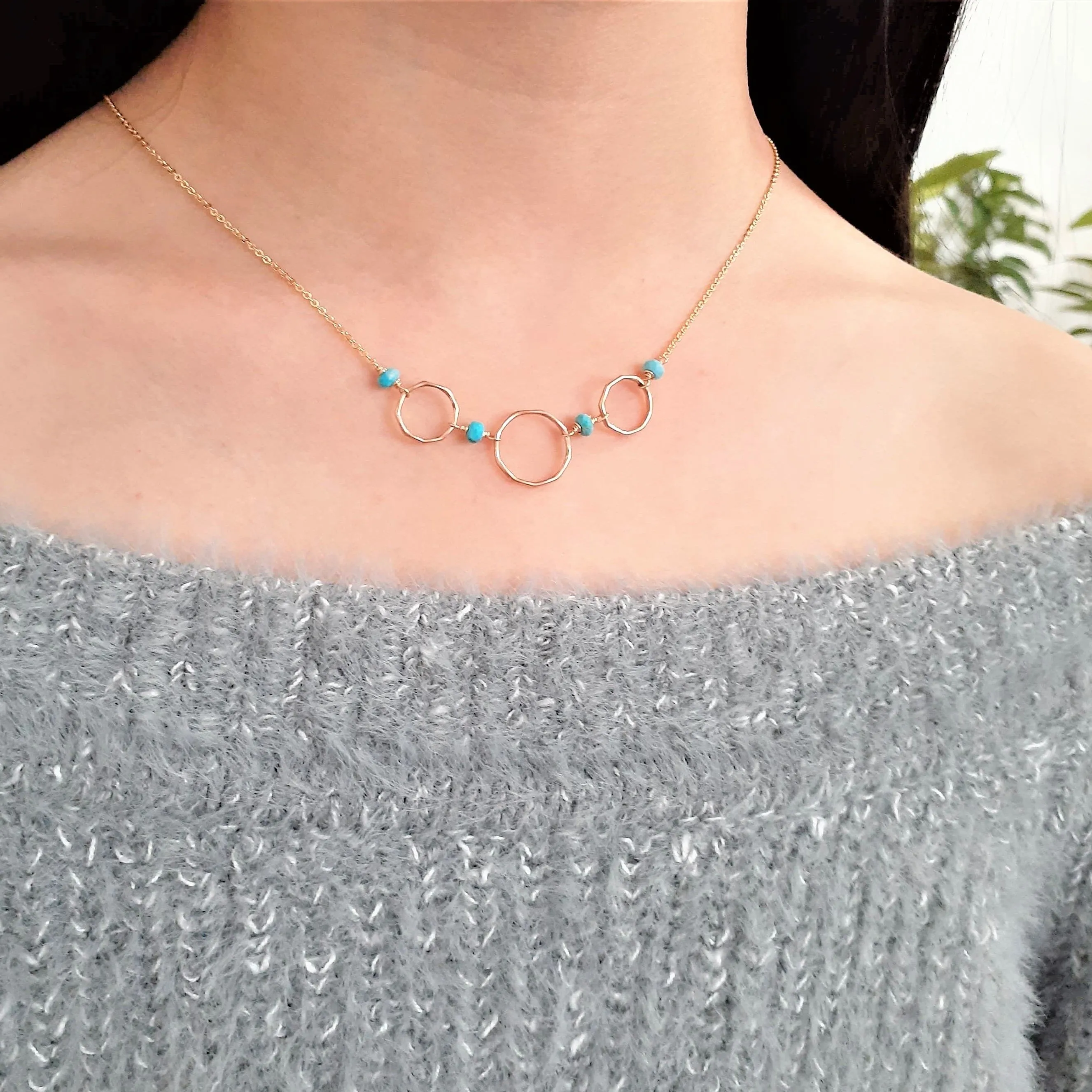 Sleeping Beauty Turquoise Hoop Necklace