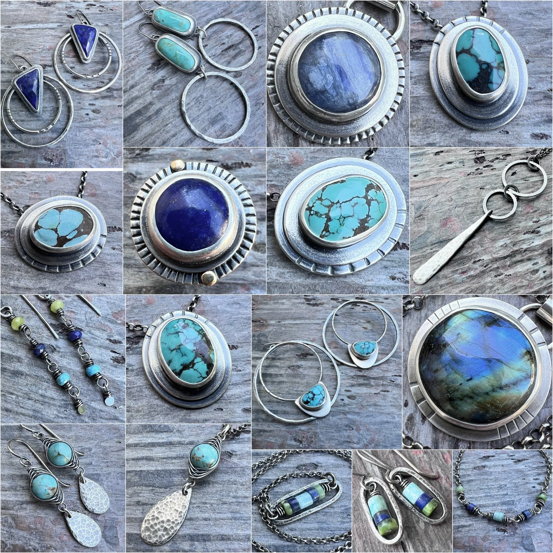 Sterling Silver Genuine Stone Earrings | Long Dangles with Turquoise, Lapis Lazuli, and Jade Beads