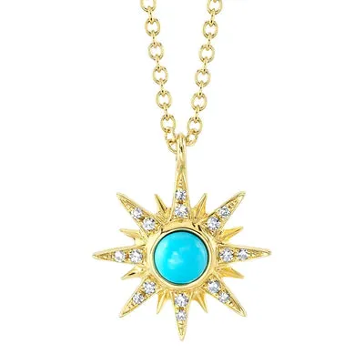 Turquoise & Diamond Star Necklace