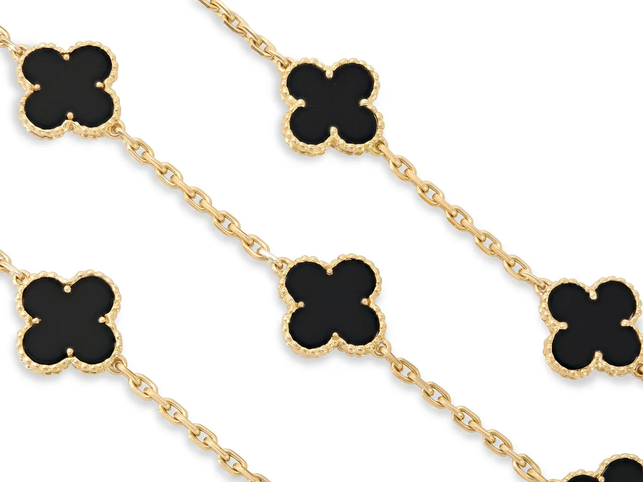 Van Cleef & Arpels 'Vintage Alhambra' Onyx Necklace, 12 Motifs, in 18K Gold