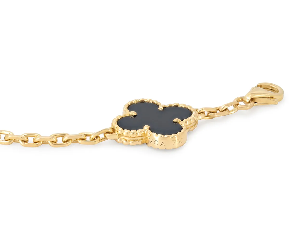 Van Cleef & Arpels 'Vintage Alhambra' Onyx Necklace, 12 Motifs, in 18K Gold