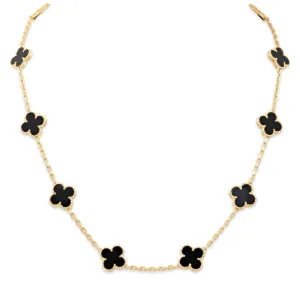Van Cleef & Arpels 'Vintage Alhambra' Onyx Necklace, 12 Motifs, in 18K Gold